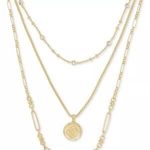 Kendra Scott 14K Gold Plated Crystal and Medallion Charm Layered Necklace